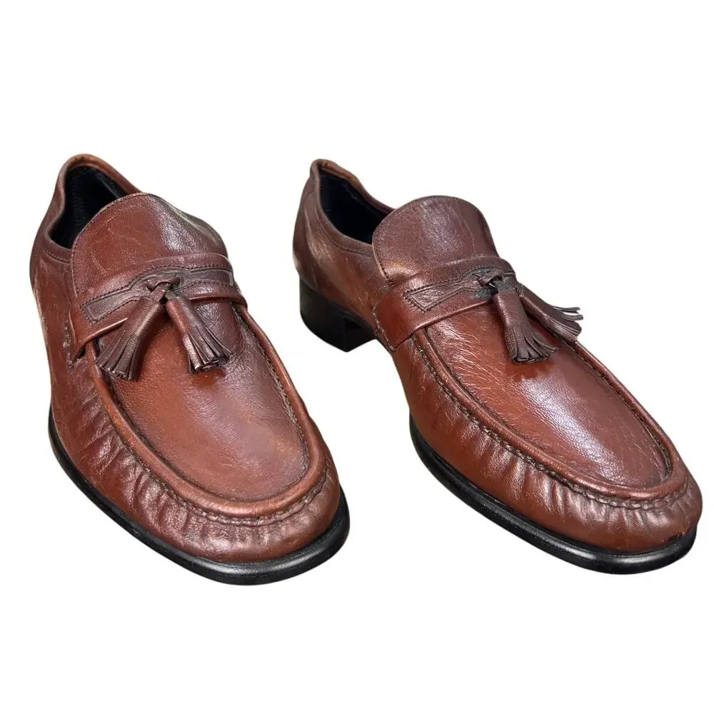 Vintage Florsheim Men’s Pisa Brown Leather Tassel Loafers Size US 10 D